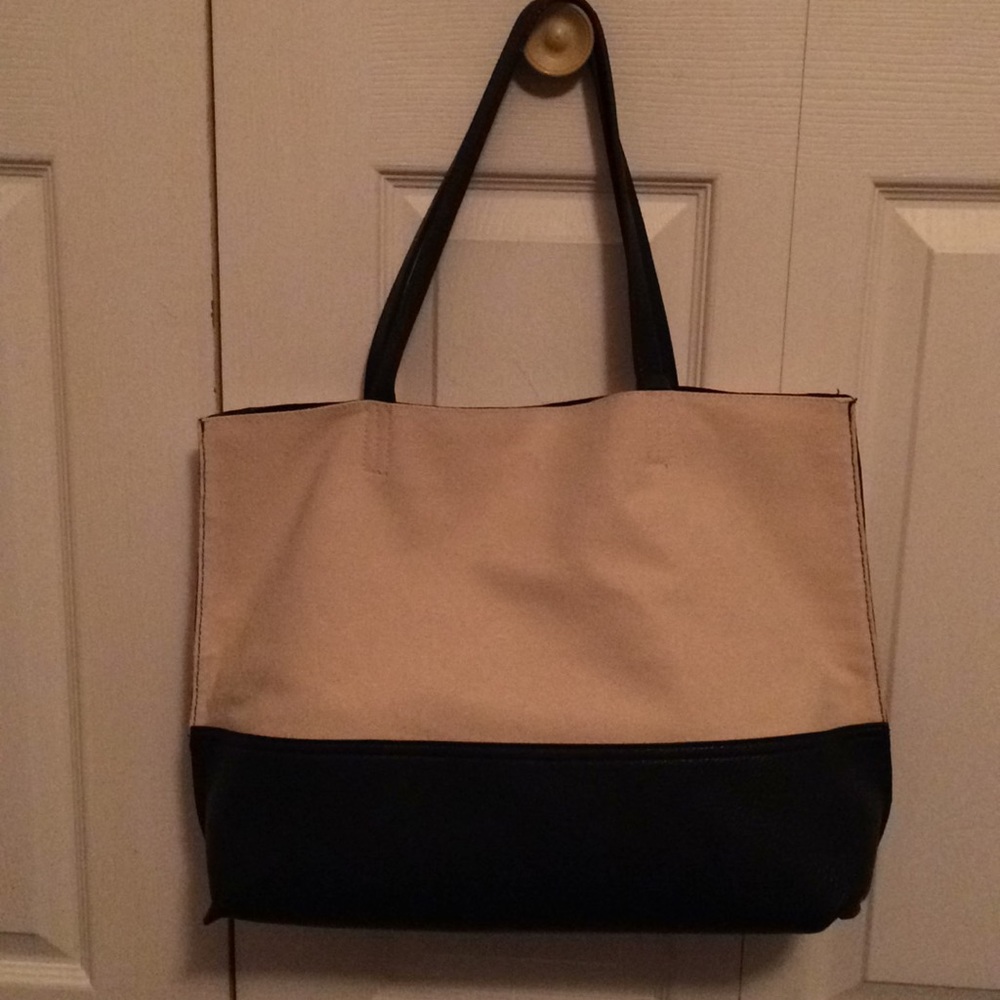 Street Level Reversible Navy and Canvas Tote